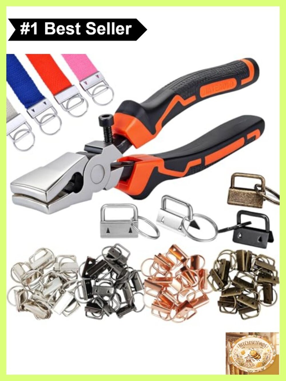 Key Fob Hardware Set with Pliers Tool 1 Inch 60 Pcs for Crafting
